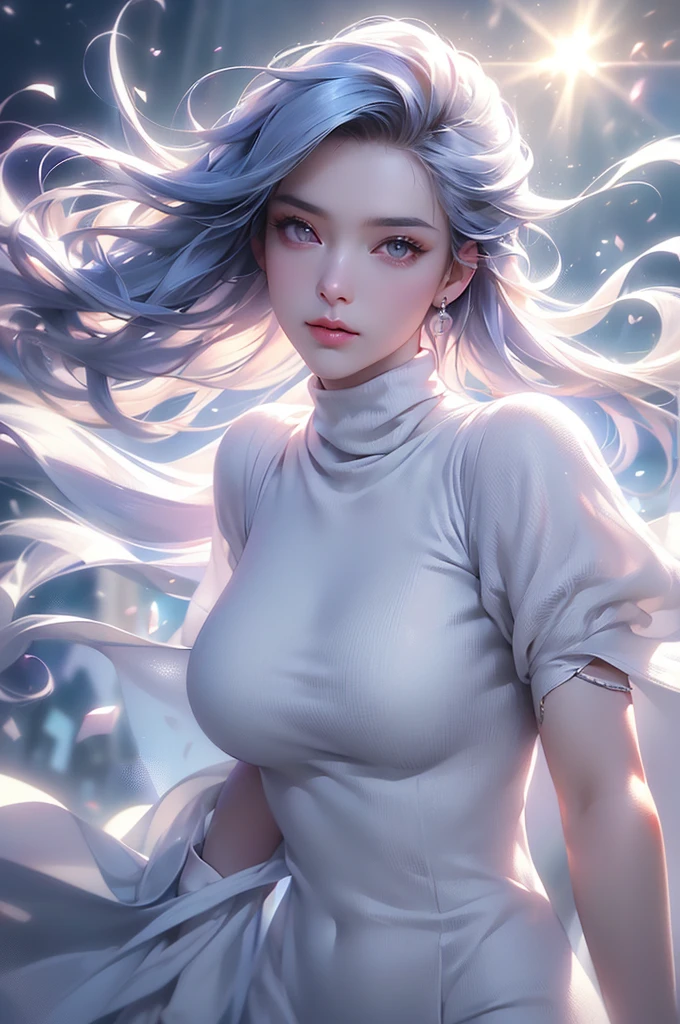 (Above the knees image)((masterpiece:1.5、8k、Portraiture、フォトリアリスティックでVery detailedなCG、Very detailed、Particle Effects、Dynamic Effects、Written boundary depth、Cinematic Light、Lens flare、Ray Tracing、Tabletop、Realistic:1.4、Ultra-high resolution:1.2、Realistic、Realistic))((alone、Turtleneck dress,No sleeve、Woman in white fur coat:1.4、Exposed sideways breast doll-like pose、Detailed face、bright表情、young, bright, Whiter skin、Small breasts:1.4、Best Looks、Ultimate beauty、Grey hair with shiny highlights:1.8、bright and shiny hair,、Arranged Hair、Hair dancing in the wind))(morning、In the background is a snowy hill overlooking the ruins...)
