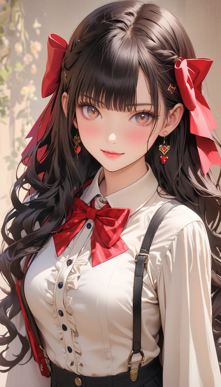 (Highest quality、masterpiece、High resolution、detailed), (Realistic skin texture:1.3), (detailedな目、Beautiful Face),  One girl,Colorful Hair, 3D Anime Real,, rtrophto1
break
//Fashion Vintage Chic,
Vintage chic costume with bow tie and suspenders, Start with a tailored vest or waistcoat in a classic color like black., Navy blue, or charcoal grey, Pair with high-waisted pants or a pencil skirt for a sophisticated silhouette.。, Pair a crisp white button-down shirt with a colorful bow tie、Your individuality stands out。, 
break
Layer on a pair of matching suspenders for a stylish and functional touch, Complete the ensemble with polished oxfords or loafers.、Wear your hair in soft waves or a sleek updo。, This vintage-inspired costume、Perfect for theme parties and cosplay events。, break