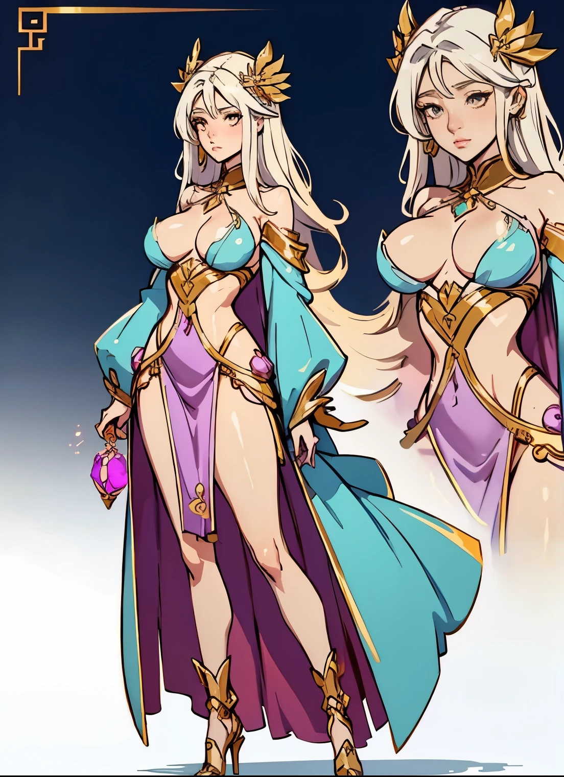  ,Full Length, Character References, Detailed outfit,   beautiful, full-length, sexy, Full Body Character Reference, Girl goddess, magical clothes, fragile, many visual effects on body and clothes, Flowing clothes, a lot of jewelry, sexy 