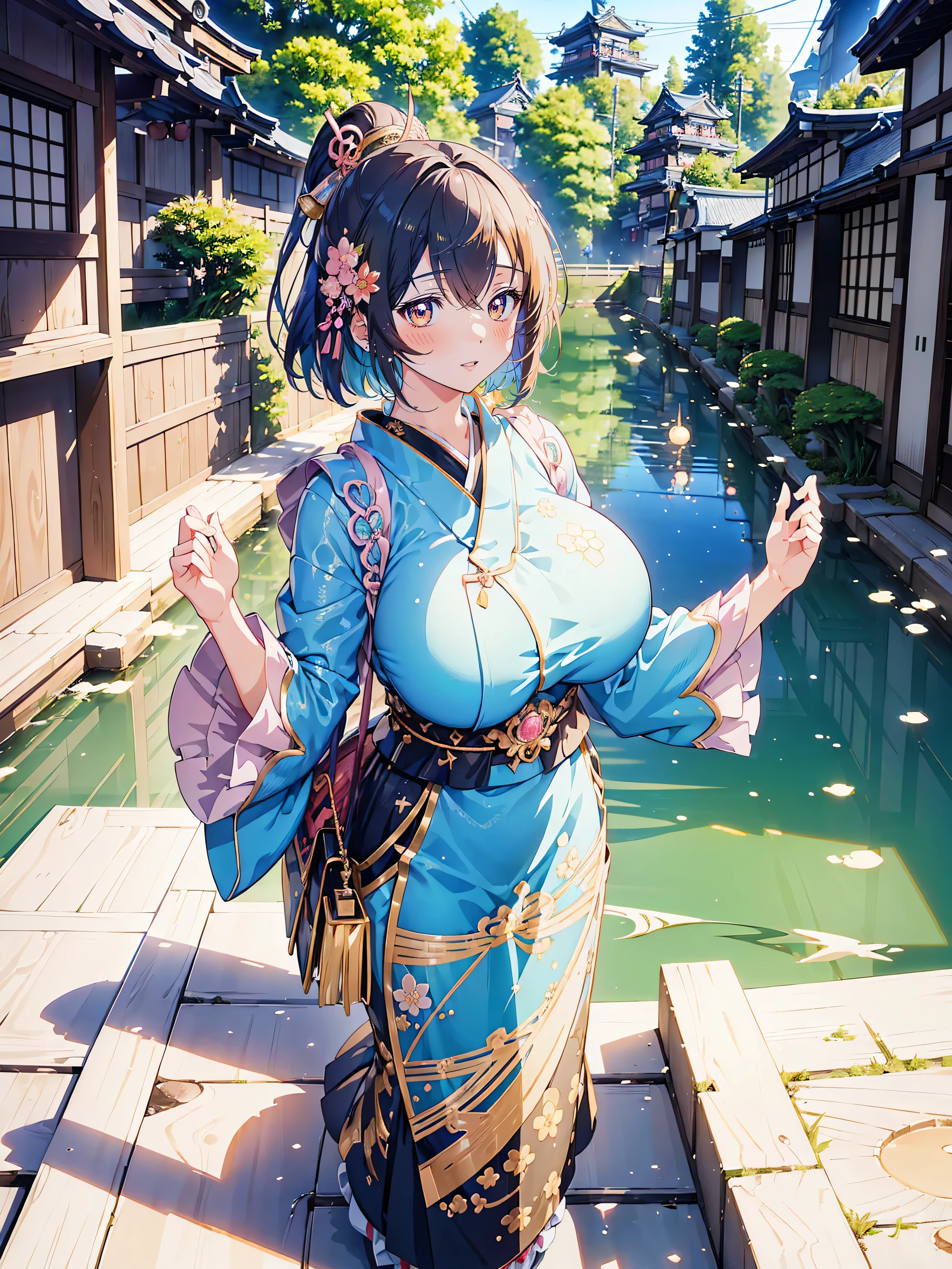 ((ultra detailed, exquisite quality, absolutely resolution)), (anime moe art style), (((Edo Town Girl))), ((huge breasts)), super detailed skin, super delicate beautiful face, kawaii face, very kawaii face, (caustics), (sharp focus), ((full body)), (isometric 3D, Octane Render),