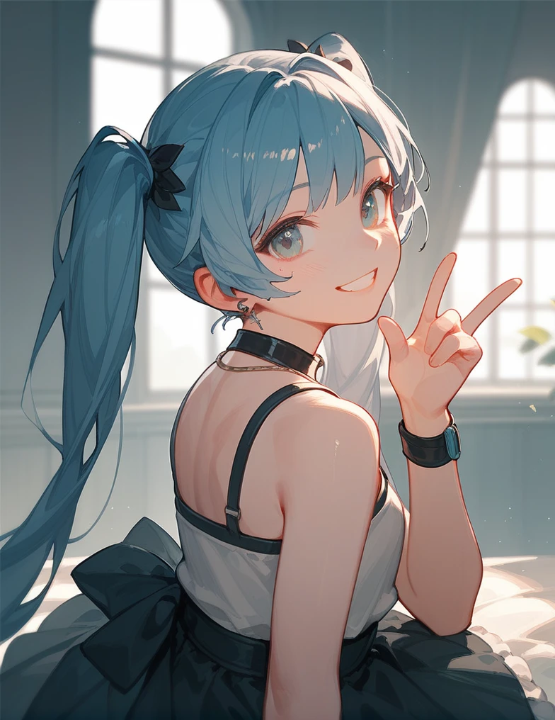 score_9_up,score_8_up,1girl, twintails, smile