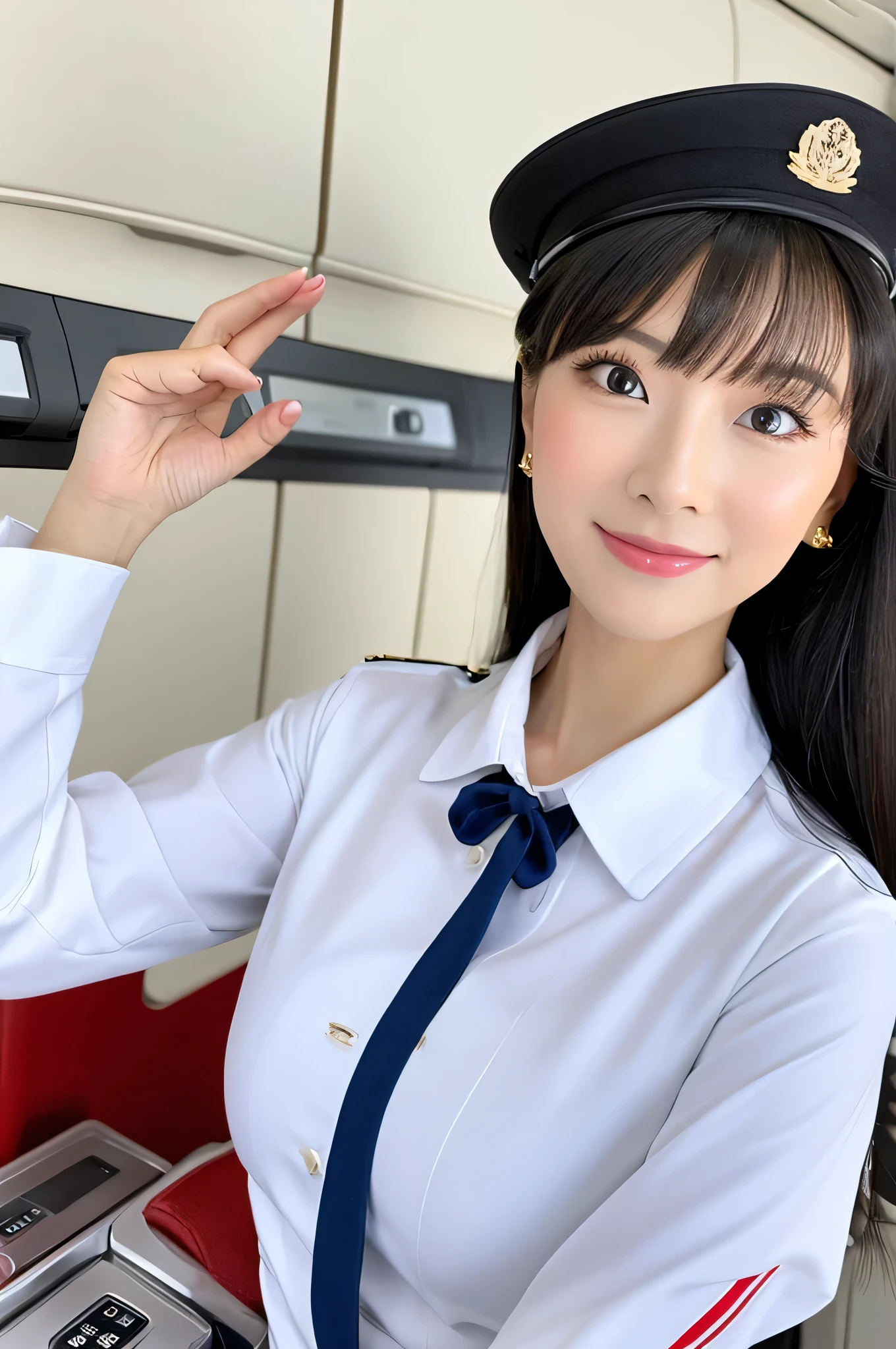 Masterpiece, best quality, perfect face ,white face,air hostess sexy girl