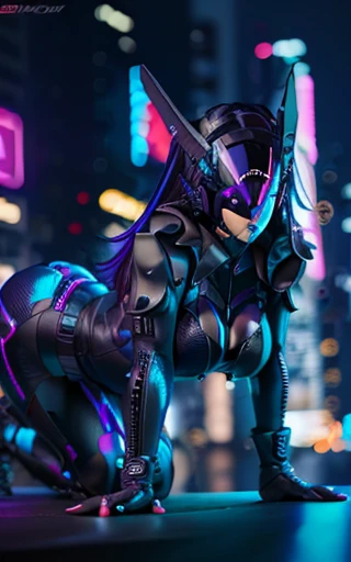 16k image, gorgeous [Woman | Batman], black tight  leather bikeroutfit on body, bikersuit, biker gloves, (huge breasts), slim body, futuristic (all closed cyber helmet) with jackal ears, faceoff, cyberpunk, lustful, seductive, leaning down, bending down, sexy pose, side view, ( on background of night neon japan city ), detailed digital art, cybernetic, detailed palms, detailed biker gloves,