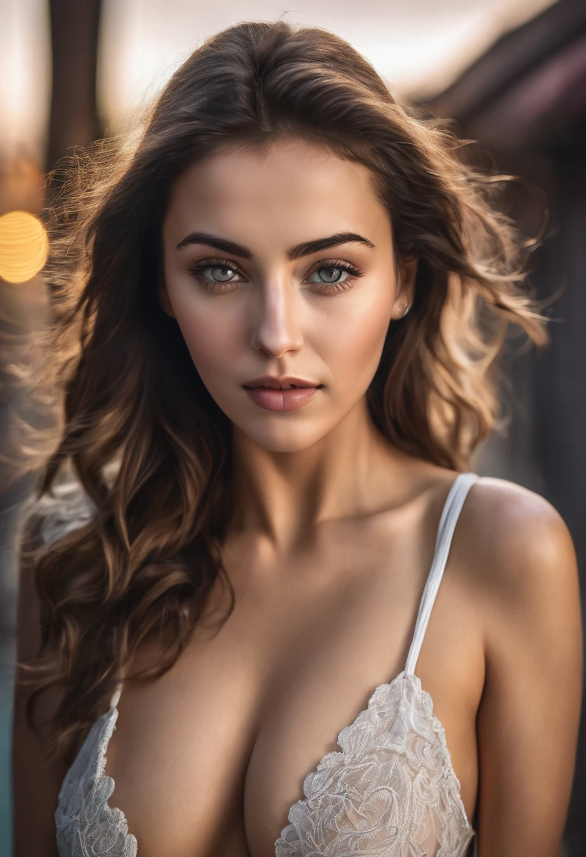 a breathtakingly beautiful caucasian woman from Lebanon, naked, plump breasts, navel exposed, extremely detailed eyes, realistic skin texture, hyperrealism, soft lighting, sharp focus, 8k HDR, DSLR, high contrast