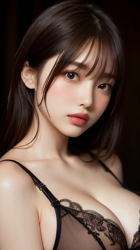 8k,Highest quality,(masterpiece:1.2),(Realistic),(Realistic:1.37),Ultra-high resolution,One Young Woman,smile,((Big Breasts)),Beautiful Eyes,(((lingerie))),Perfect body,Perfect Fingers,Professional Lighting,gravure,Detailed face and skin texture,fine grain,RAW Photos
