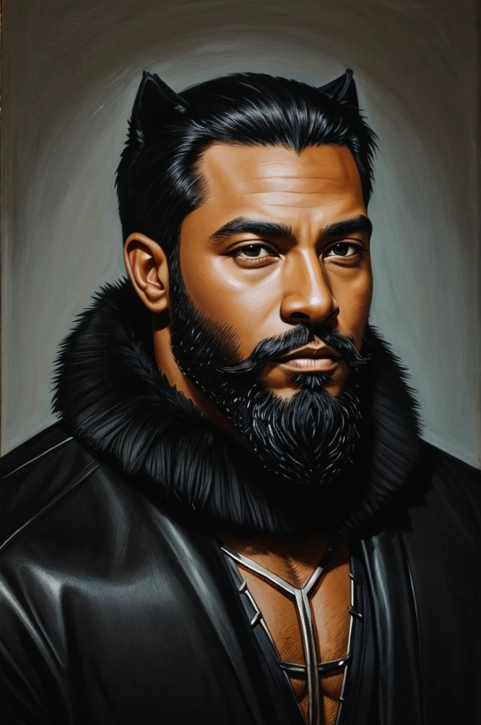 (((CINEMATIC PHOTO))), (((BEST QUALITY)), (((EST QUALITY)), (((HD))), (((HYPERREALISTIC)), (((32k render))), (((DETAILLED))). FORMAT 16/9, HYPERREALISTIC, DETAILLED, (((CINEMATIC PHOTO))), PHOTOGRAPHIE 35MM, FILM, BOKEH, PROFESSIONNEL9:16, African American male with blonde dreadlocks looks like idris Elba actor, wearing a white fur ushanka hat and a white sheepskin coat with charcoal grey leather pants