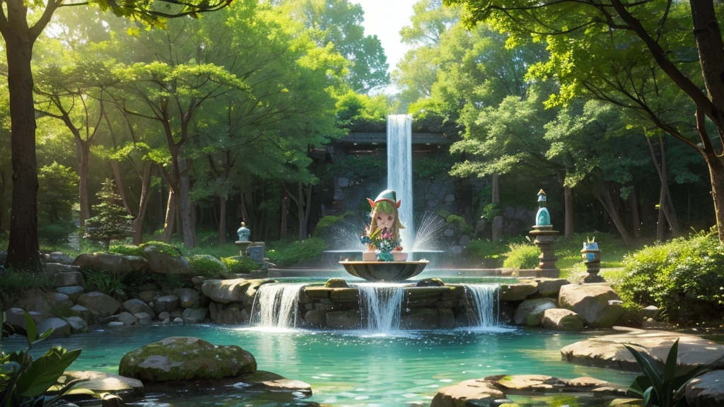 Cute Elf、Fountain in the forest、looks fun、Chill out、milk