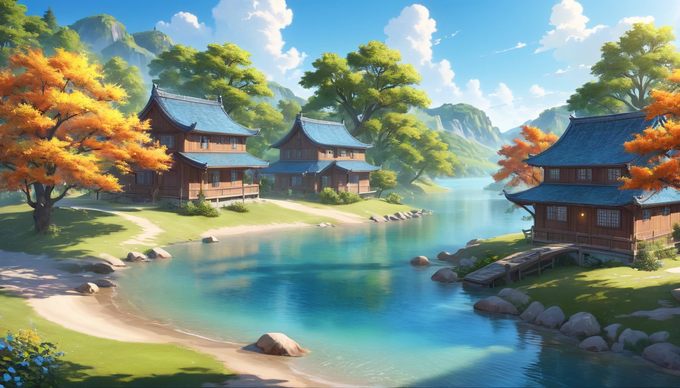 Japanese countryside,Midsummer,sunny,Xia Yun,Daytime,Highest quality, 8k, High resolution, masterpiece:1.2, Very detailed, Realistic:1.37, High resolution, 超High resolution, Very detailed, Professional, Vibrant colors