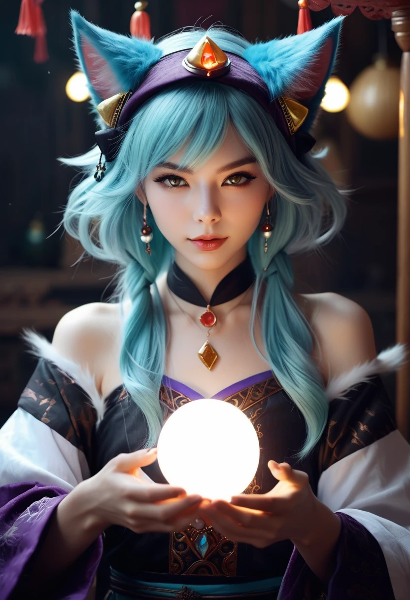 Monster Girl, Cat ear,20th Generation, fortune teller,Realistic Women, lovely