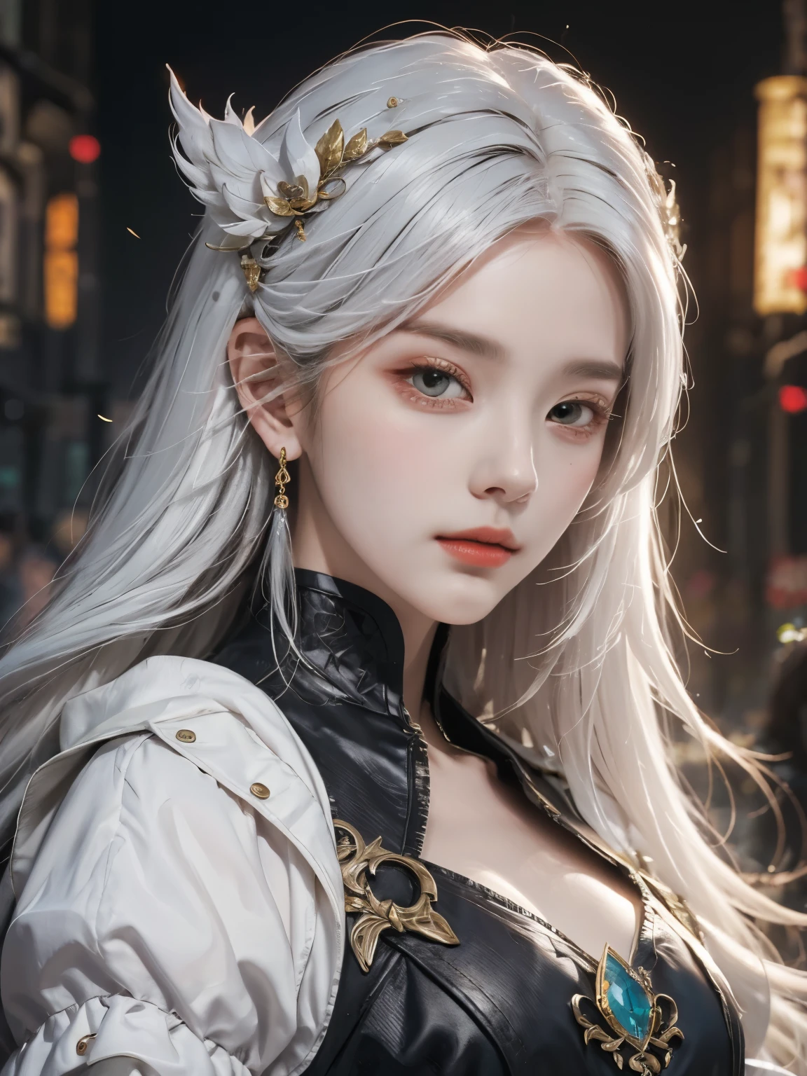 Close-up of a woman with white hair wearing a white mask, beautiful character drawings, Guweizu, artwork in the style of Guweizu, white haired god, by 양J, Epic exquisite character art, cool character art, panchi(Fan Qi) reporter, Woojun Span(Wuzhun Shifan), Guweizu on pixiv artstation