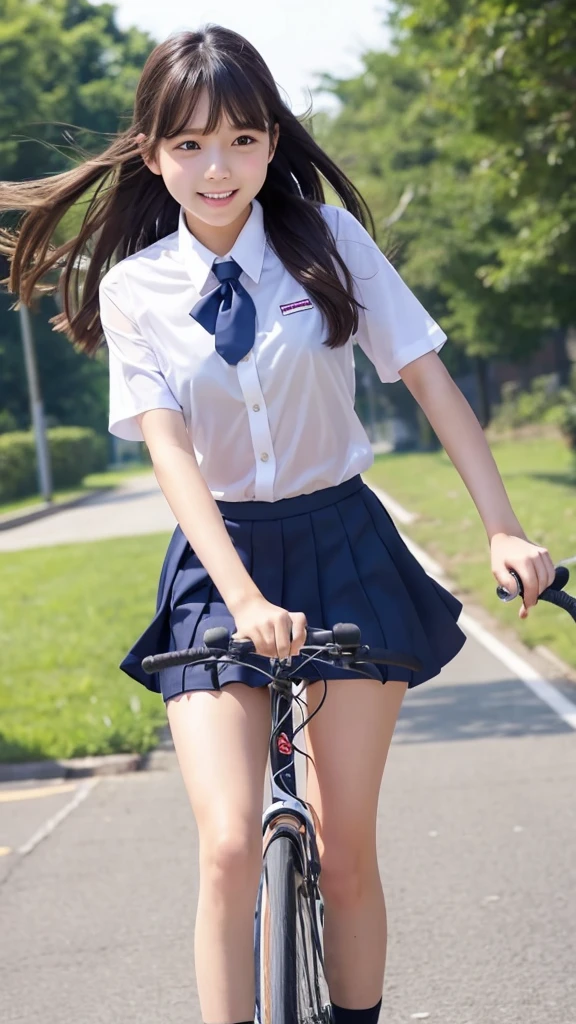 Cute Girls､high school girl､Idol､mini skirt､See-through､Riding a bike