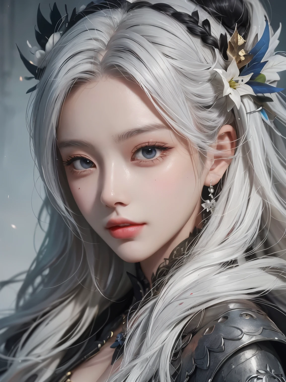 Close-up of a woman with white hair wearing a white mask, beautiful character drawings, Guweizu, artwork in the style of Guweizu, white haired god, by 양J, Epic exquisite character art, cool character art, panchi(Fan Qi) reporter, Woojun Span(Wuzhun Shifan), Guweizu on pixiv artstation