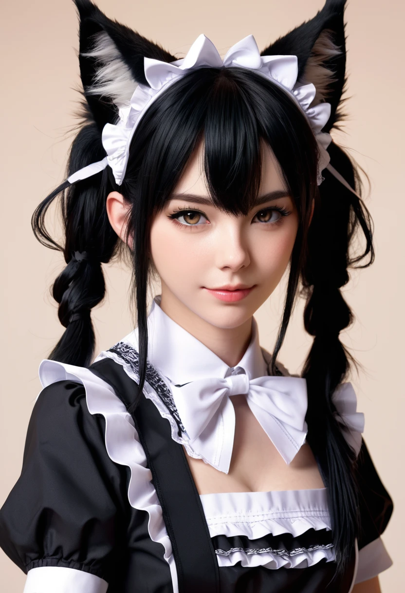 Monster Girl, Cat ear,20th Generation, Maid,Realistic Women, Black Hair,cute