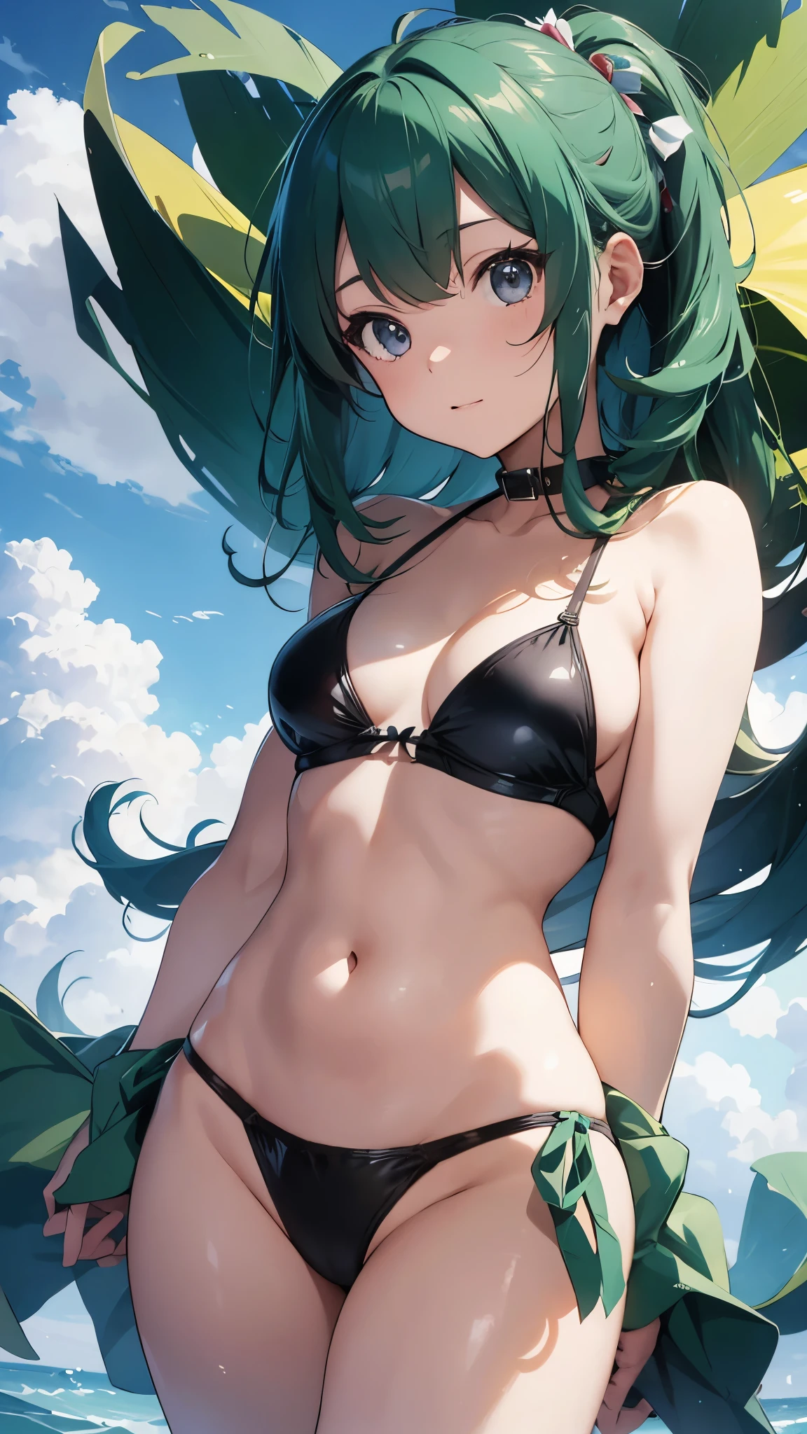 4K,8k,Green haired girl drawn in high resolution Japanese anime style、whole body、Women in white bikinis taking photos on a deserted beach, Bikini Model, , Young and cute gravure idol, Posing together in a bra, Russian and Japanese mix, sakimichan, Asian woman, Wear a swimsuit, that'that'that'that'that'that'that'that'that'that'that'that'that'that'that'that'that'that'that'that'that'that'that'that'It's hot with the shining sun, Japanese Model, Cute Core, sakimichan hdri, Young Gravure Idol, Chubby