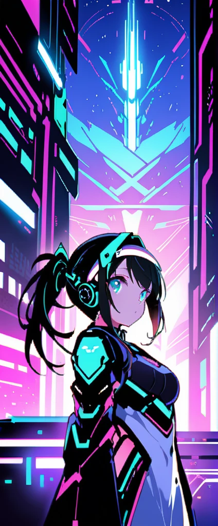 Anime girl wearing a dress and headband standing in front of a building, digital cyberpunk anime art, Digital Cyberpunk - Anime Art, anime cyberpunk art, cyberpunk anime girl, cyberpunk anime girl mech, anime style 4k, Best Anime 4K Kona-chan Wallpaper, cyber high school girl, cyberpunk anime art, portrait anime space cadet girl, future anime girl, Dreamy cyberpunk girl