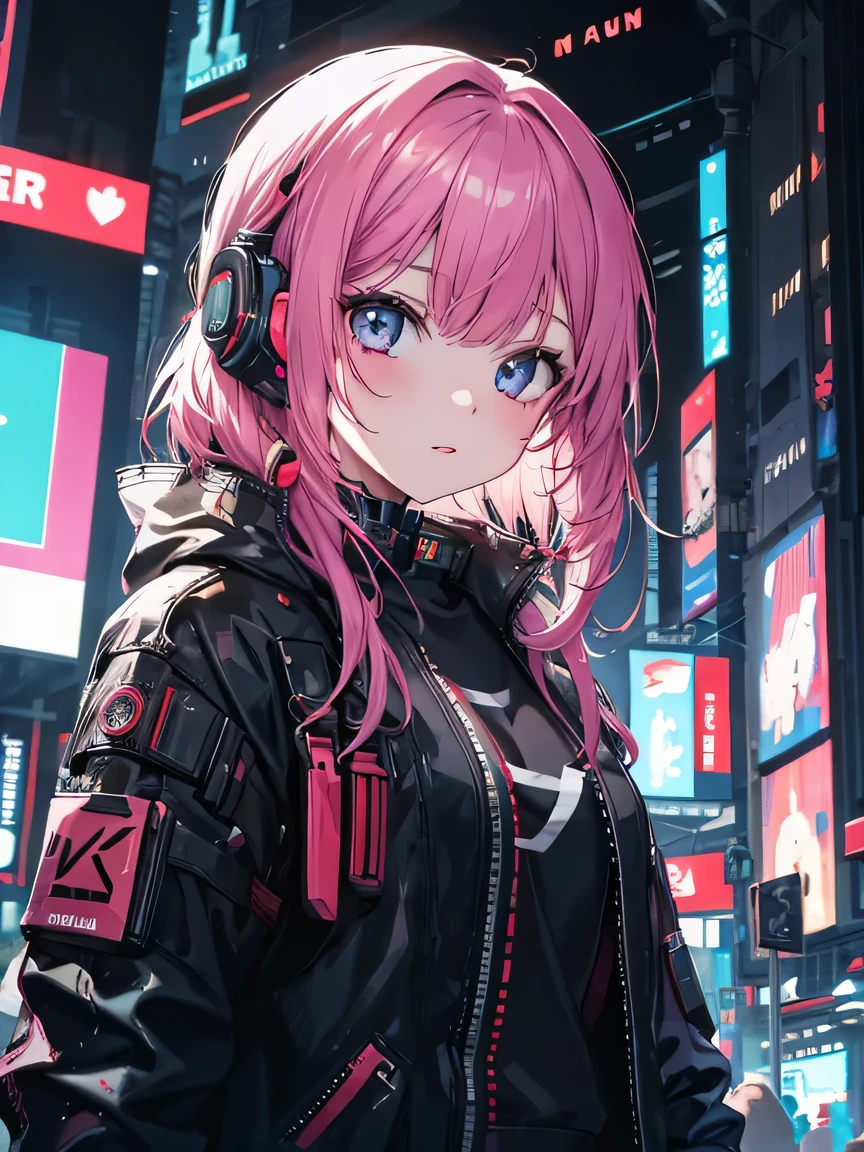 One girl,cyberpunk girl, cyborg