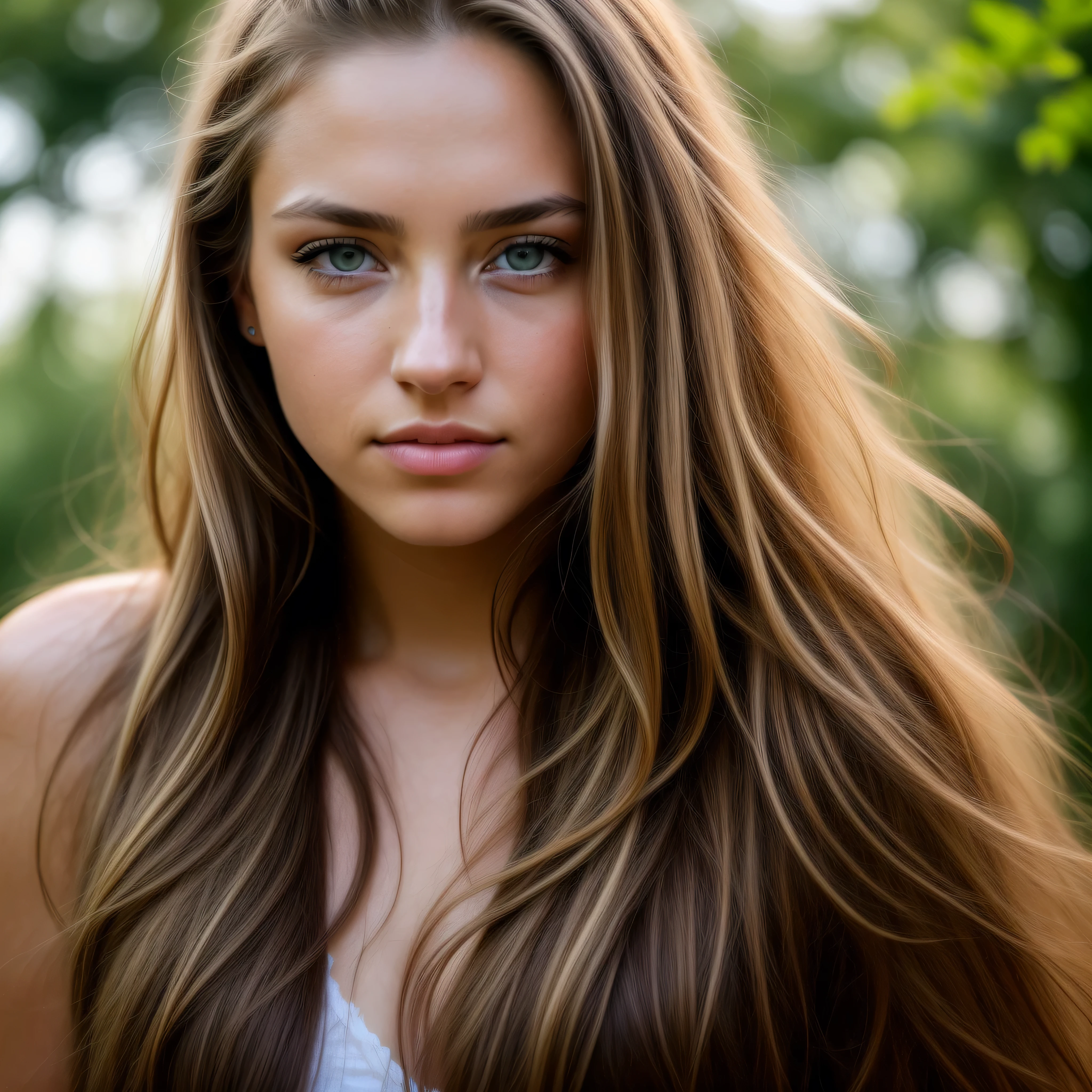 (RAW photo, photorealistic:1.3), 16mm, color graded, 23 yo woman, long (light hair:1.1), (amber eyes:1.2), outdoors, bokeh, 
ultra realisitic, textured skin, remarkable detailed pupils, realistic dull skin noise, visible skin detail, skin fuzz, dry skin, film still,