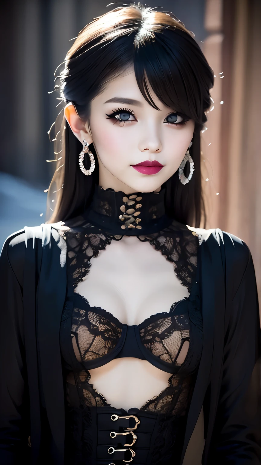 Gothic lolita、Ahegao、⦅Skin revealing⦆、Chest pulling pose、absolutely outstanding image, very extremely beautiful、masterpiece, top-quality,a picture, kawaii、⦅Colossal tits:1.2⦆,8K、