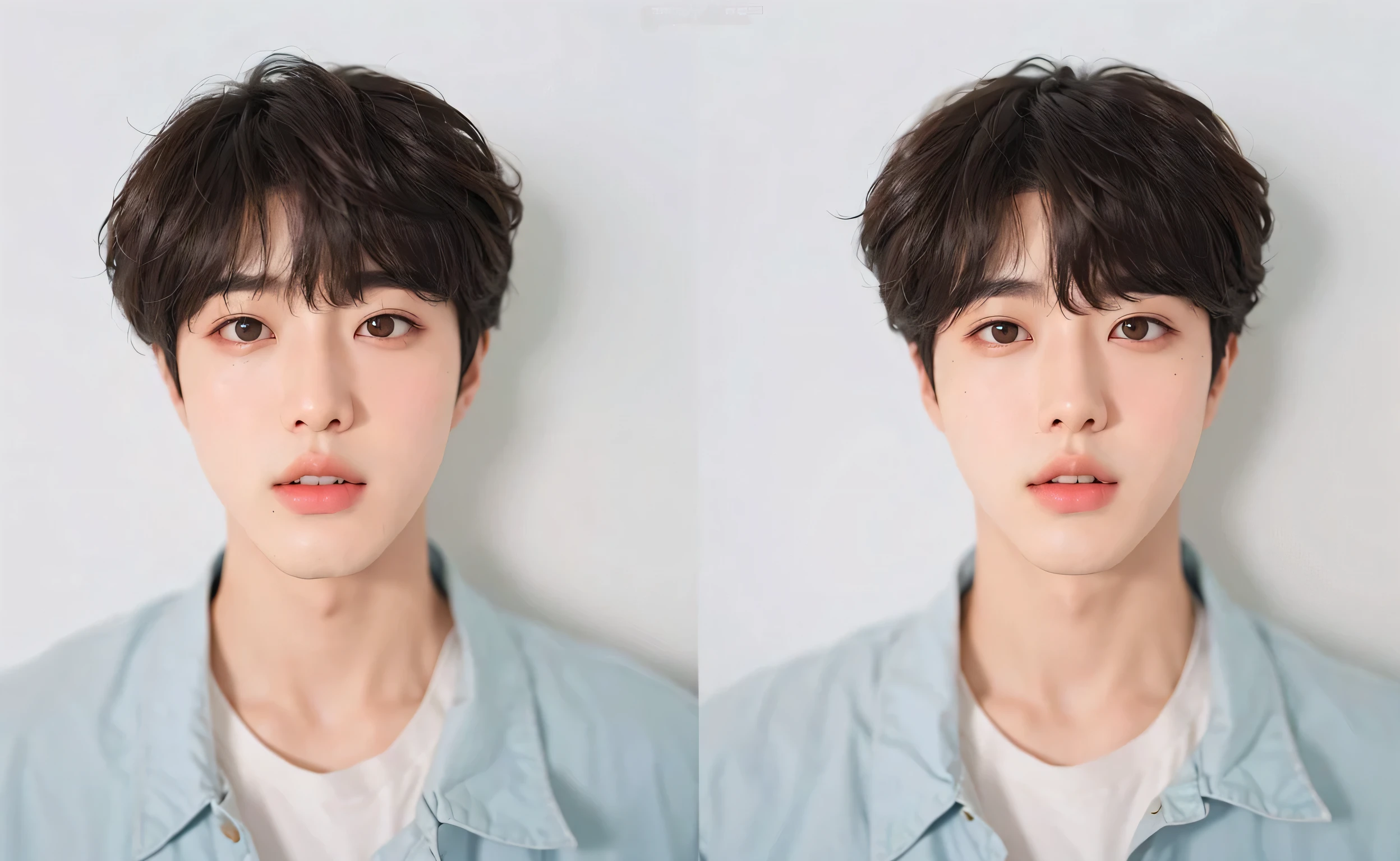 Seokjin Asian man with light hair,looking at the camera, rosto Jin Idol de kpop do grupo bts,beautiful pale and delicate Korean face