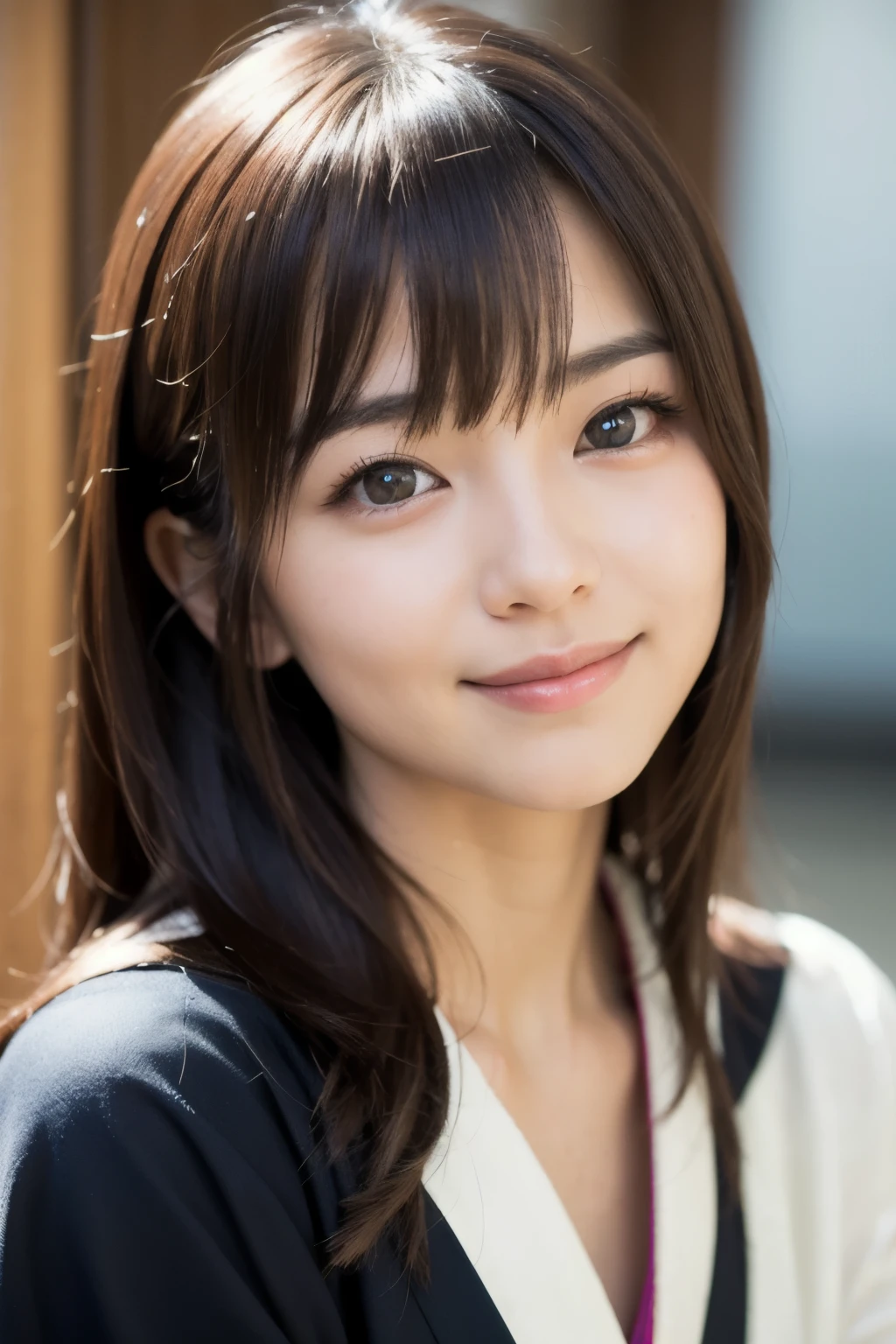 best quality, face focus, soft light, ultra high res, (photorealistic:1.4), RAW photo,(Shinozaki Ai),
1japanese girl, solo, cute, kawaii, smile, (pupil, lights in the eyes), detailed beautiful face, busty,(high resolution detail of human skin texture),(long hair),(portrait), white traditional kimono, in the garddn,