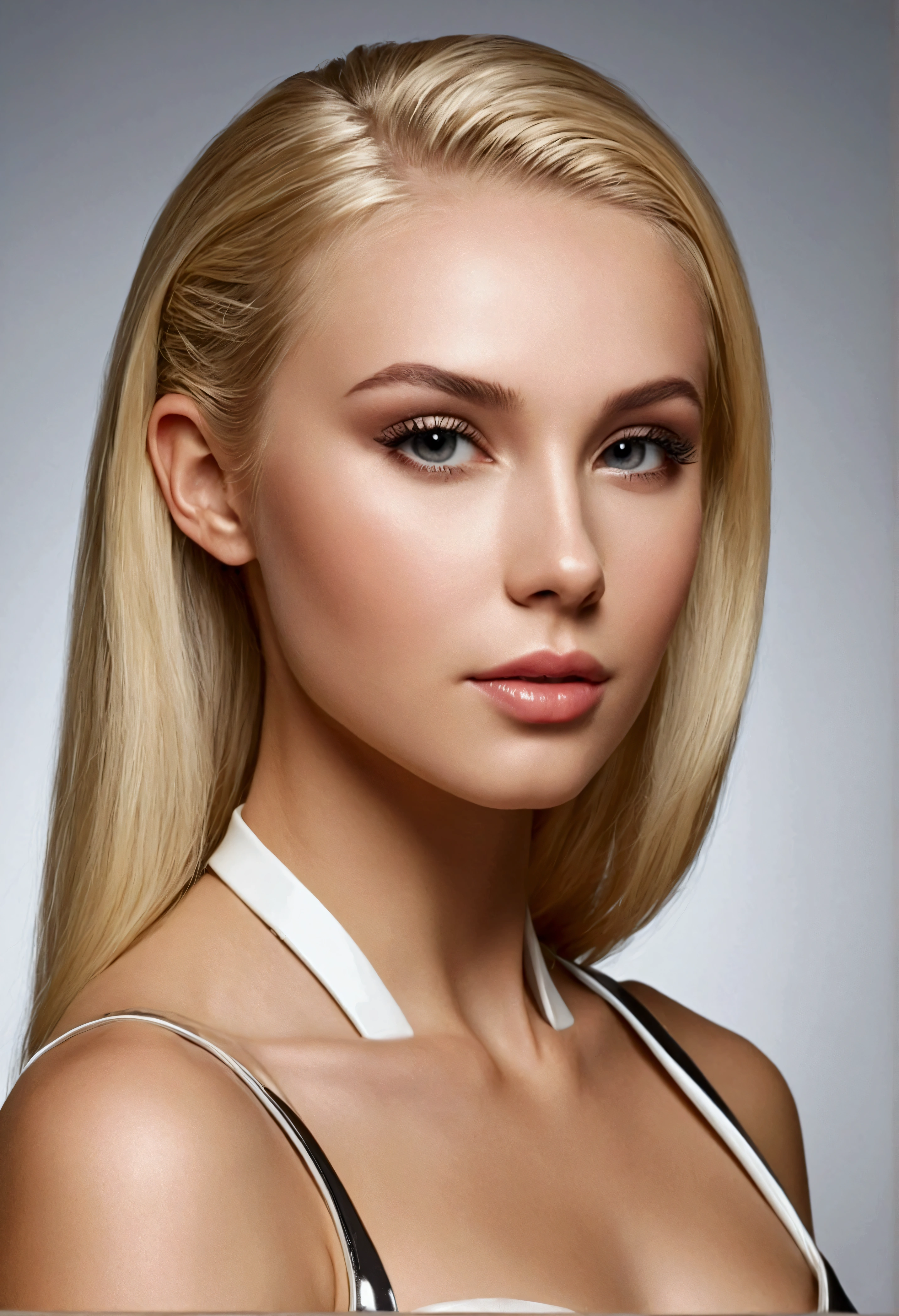 a fit Serbian blonde fitness model, sporting long bleached blonde hair, boasting a beautifully detailed face, with an equally stunning set of lips, presented in ultra-realistic detail. The image captures her in a full body pose, donning a tight black short dress, showcasing the fine details with precision. This masterpiece offers a high resolution of 4k, with an exceptional 8k option available, guaranteeing a vivid and immersive viewing experience. With HDR, UHD, and studio lighting, the photograph transforms into an ultra-fine painting, showcasing sharp focus, physical-based rendering, and extreme detail description, all while maintaining a professional standard of vibrant colors