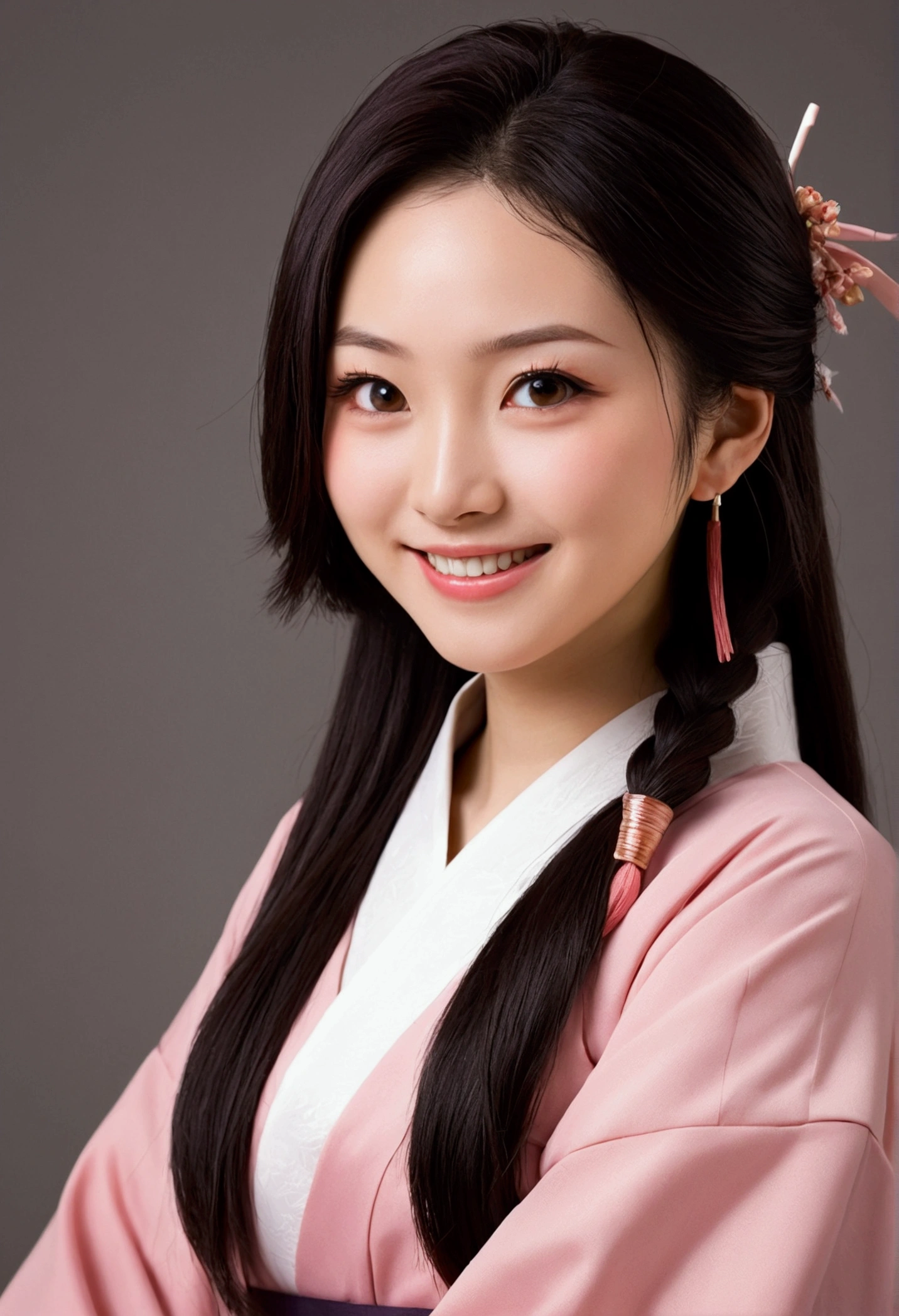 Beautiful Japanese woman, naughty face, Mischievous smile, char_Nezuko