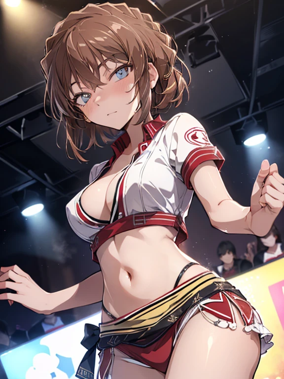 (Low Angle Shot:1.5), Belly dance, (Dancer:1.5), Bunny girl, cute, Beauty, Shortcuts, Haibara Ai, Brown Hair, (masterpiece), highest quality, 1girl, uhd, retina, masterpiece, ccurate, anatomically correct, textured skin, super detail, high details, high quality, best quality, highres, 4K