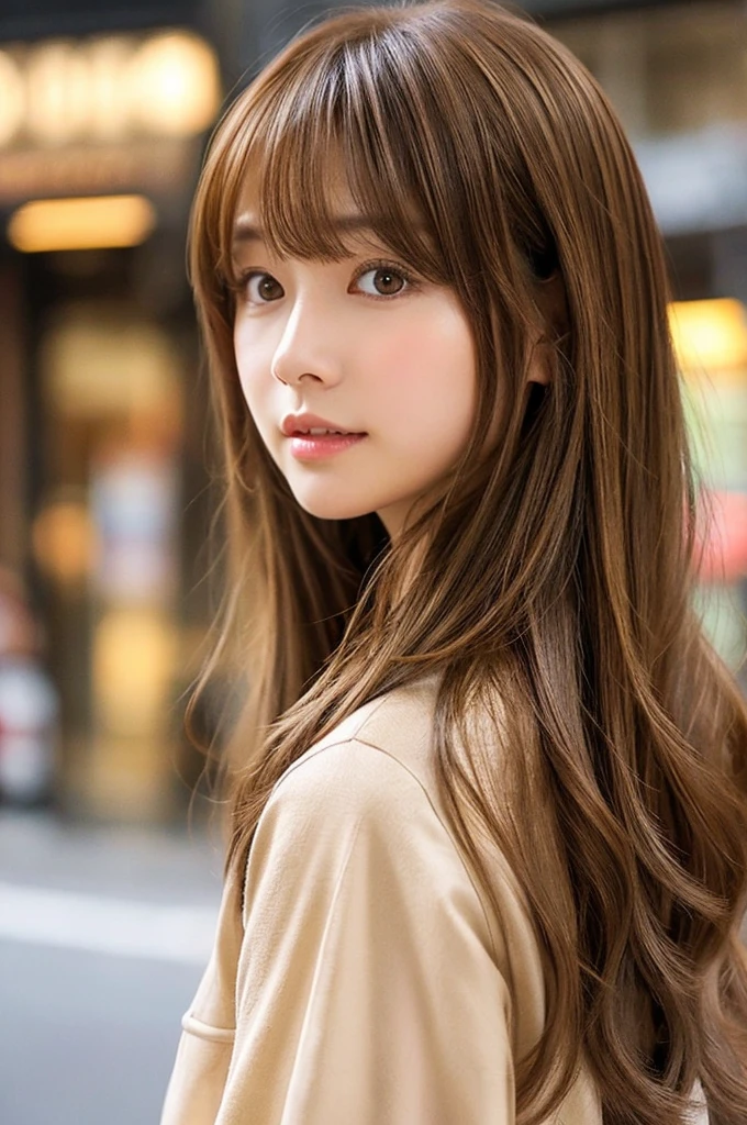 Brown Hairと前髪, 前髪のあるBrown Hair, Long hair with bangs, Brown Hair, bangs and wavy hair, Neat hairstyle with bangs, Yoshitomo Nara, Brown bangs, Shoulder-length wavy hair, brown Long hair with bangs,