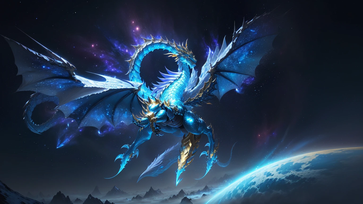 golden dragon, high quality concept art, galactic deity, concept art wallpaper 4k, crystal dragon, giant ethereal creature