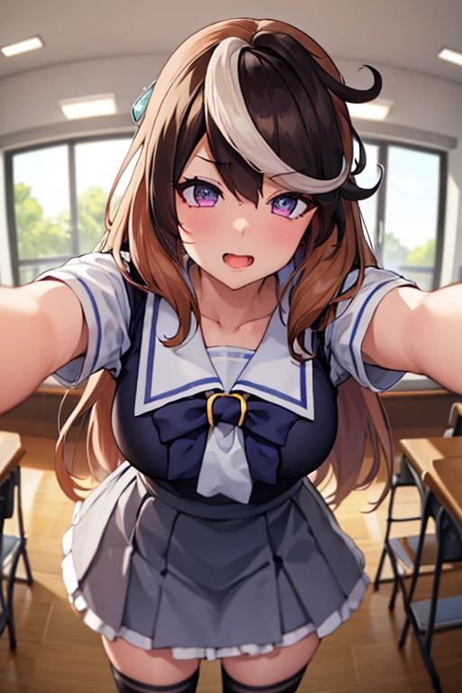 1girl and 1boy , gyaru , bitch , {{masterpiece}}, {{ultra detailed,best quality, highres, natural lighting}}, {{{official art}}}, {{{{ultra-detailed}}}}, {{high resolution}}, {{unity 8k wallpaper}}, {{perfect anatomy}}, {{{photorealistic , ultra detailed realistic}}},elaborately designed clothes, NSFW, {{{1woman, 18-year-old}}}, {{{medium breasts,}}}, {{{{{{black hair, smooth hair , straight hair}}}}}}, {{{shcool uniform, sailor uniform, gray skirt, flare skirt, mini skirt ,3lines sailor}}}, {black thighhighs, arms behind , skindentation}, curvy , thick legs , , in classroom , ultra detailed background,face close up,all fours ,evil eyes,heads down,on stomach,kneeling, {{{fellatio, deepthroat , oral sex , penis swallow,handjob}}},{pov},nsfw, {{{:=>}}},{lying man},{convenient censoring},saliva,{{motion effects , overhead motion effect , sound effects }} , male pubic hair , testicles , {{{{{beautiful detailed eyes, brown pupils , looking at viewer}}}} , sweating ,