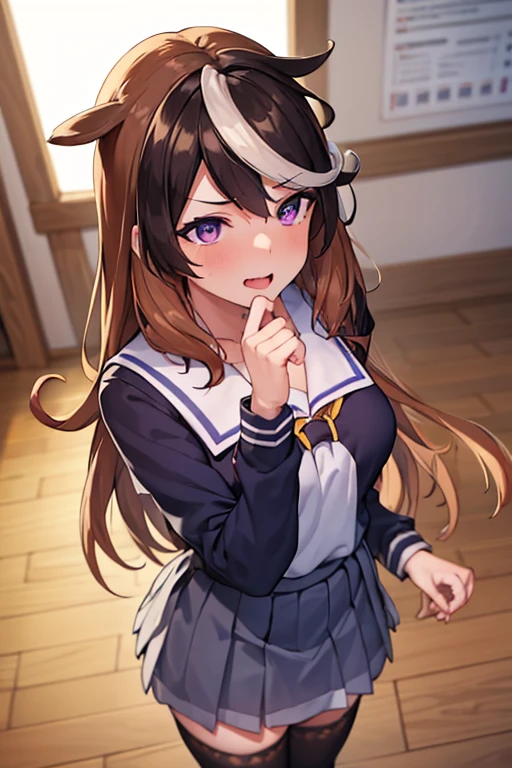 1girl and 1boy , gyaru , bitch , {{masterpiece}}, {{ultra detailed,best quality, highres, natural lighting}}, {{{official art}}}, {{{{ultra-detailed}}}}, {{high resolution}}, {{unity 8k wallpaper}}, {{perfect anatomy}}, {{{photorealistic , ultra detailed realistic}}},elaborately designed clothes, NSFW, {{{1woman, 18-year-old}}}, {{{medium breasts,}}}, {{{{{{black hair, smooth hair , straight hair}}}}}}, {{{shcool uniform, sailor uniform, gray skirt, flare skirt, mini skirt ,3lines sailor}}}, {black thighhighs, arms behind , skindentation}, curvy , thick legs , , in classroom , ultra detailed background,face close up,all fours ,evil eyes,heads down,on stomach,kneeling, {{{fellatio, deepthroat , oral sex , penis swallow,handjob}}},{pov},nsfw, {{{:=>}}},{lying man},{convenient censoring},saliva,{{motion effects , overhead motion effect , sound effects }} , male pubic hair , testicles , {{{{{beautiful detailed eyes, brown pupils , looking at viewer}}}} , sweating ,