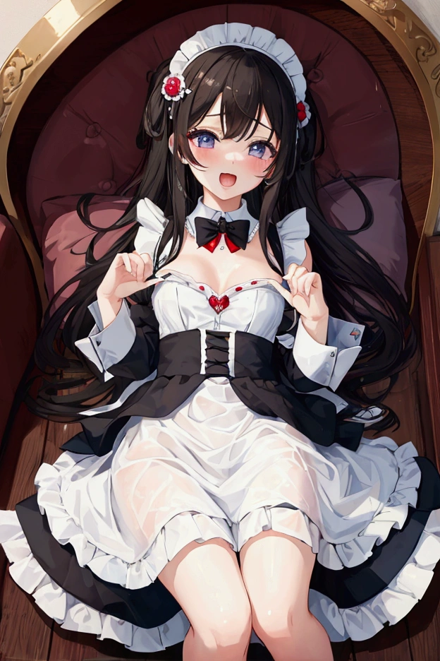 Highest quality, masterpiece, Ultra-high resolution, female、Cute maid、Constant orgasm disease
