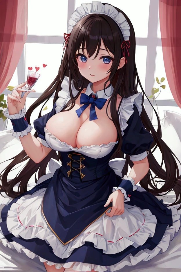 Highest quality, masterpiece, Ultra-high resolution, female、Big Breasts、Cute maid、Lovestruck