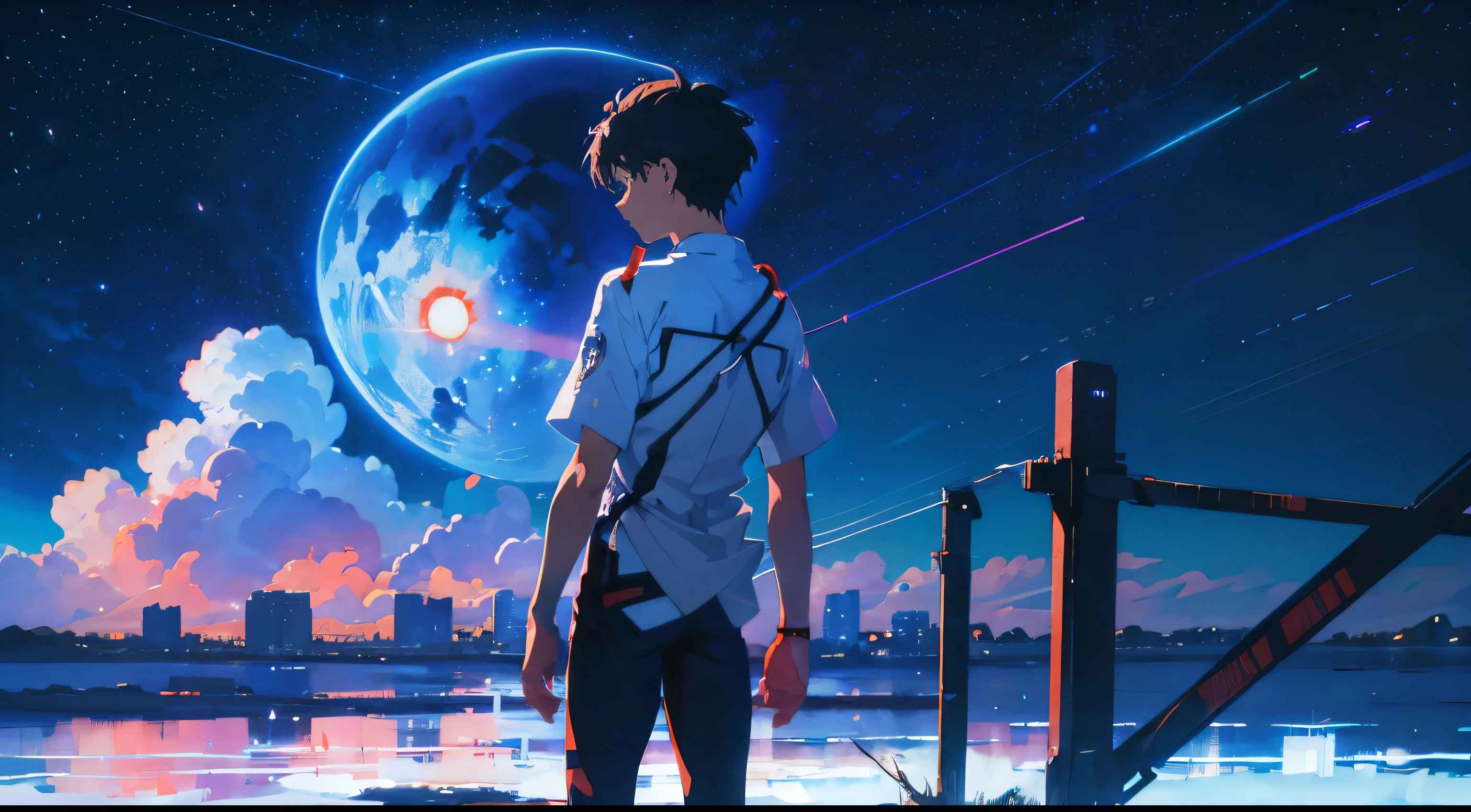 Shinji, ( Evangelion ), from Evangelion, Shinji ikari, Line art!!, neon genesis Evangelion fanart, Colorful sketch, Written by Hiromu Arakawa, Evangelion concept art, kaworu nagisa, makoto kano, the end of Evangelion, Inspired by Kosaka Sekka, Surrealism, cinematic lighting, UHD, high details, highres, best quality, 8k