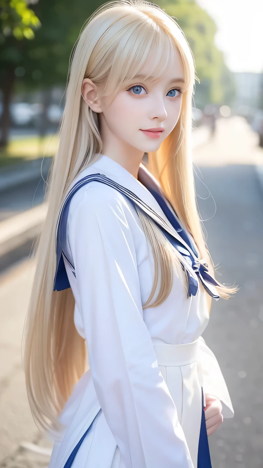 Sexy and beautiful pretty cute face、Russian beautiful girl、Very long and beautiful straight hair、Beautiful blonde hair with a golden sheen、Very cute beautiful face,Sexy, cute and beautiful 16 year old、Her big, shining pale blue eyes are cute..、Snow-white skin、Glowing, beautiful skin,Long bangs cover a pretty face、She has beautiful, clear, natural blonde, silky soft hair.、Very cute beautiful girl、School uniforms、Japanese Sailor Suit、