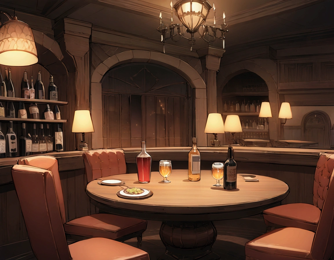 ((((masterpiece, Highest quality, High resolution)))),High detail, manga,anime,Illustration Style,Dark and calm night colors,並べられたトlampのカード,ポーカーをするためのpub,Game fantasy world view,Extremely detailed 8K, High detail, pub,Table at the liquor store,There are no people around,background,トlampのカードが置かれたテーブル,lamp,Wine and beer,A stylish world,The enchanting world of night,lampは少なく辺りは暗い,In the center of the screen is a large table,Luxurious and spacious with high ceilings,A very, very dark room at night,There is only a little light,The room is dark,トlampカード