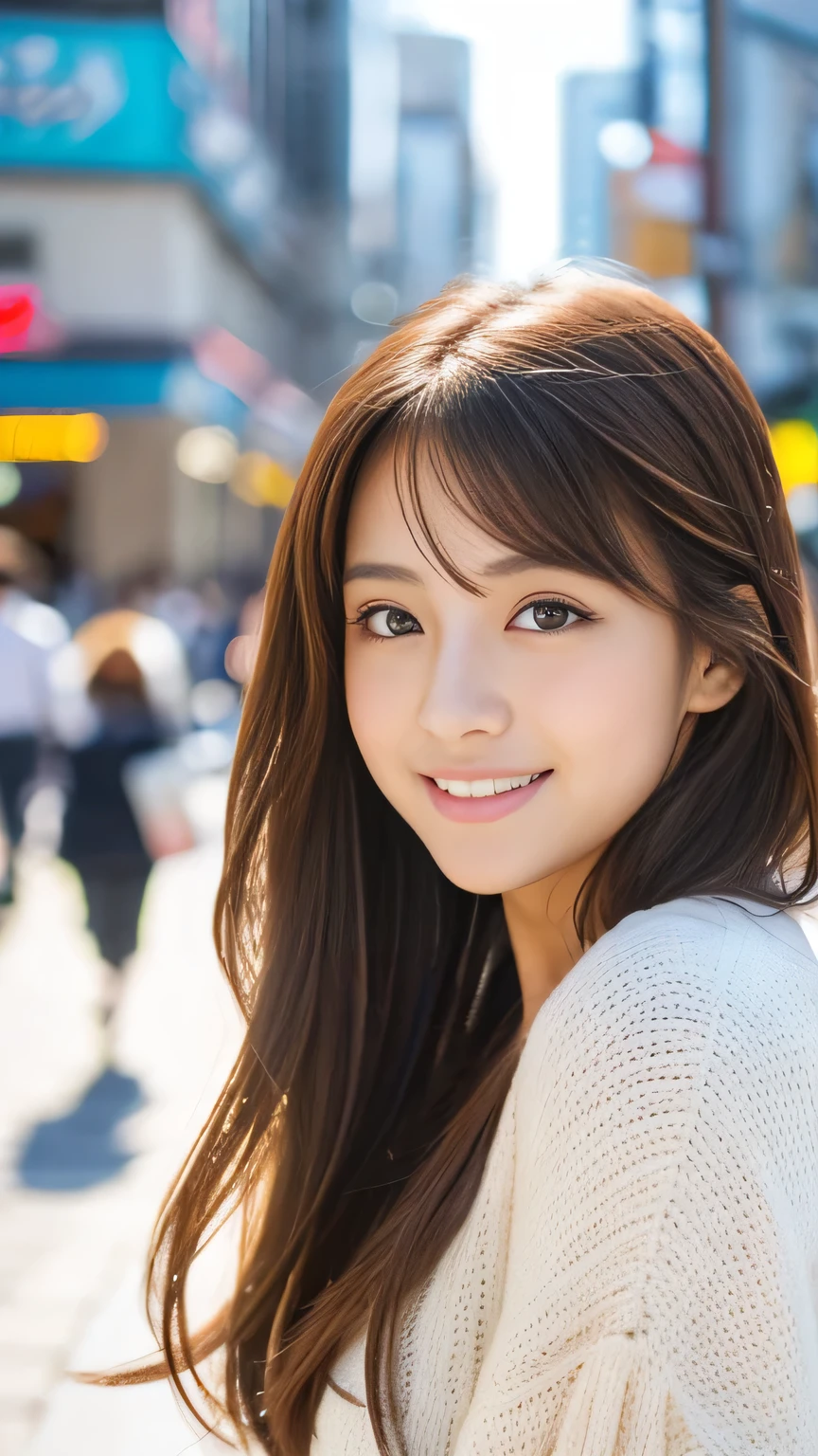Cute 21 year old Japanese、city、shopping、Highly detailed face、Pay attention to the details、double eyelid、Beautiful thin nose、Sharp focus:1.2、Beautiful woman:1.4、(Light brown hair,short hair、),Pure white skin、Highest quality、masterpiece、Ultra-high resolution、(Realistic:1.4)、Highly detailed and professional lighting、nice smile、Please show me your whole body、Cute Spring Clothes、