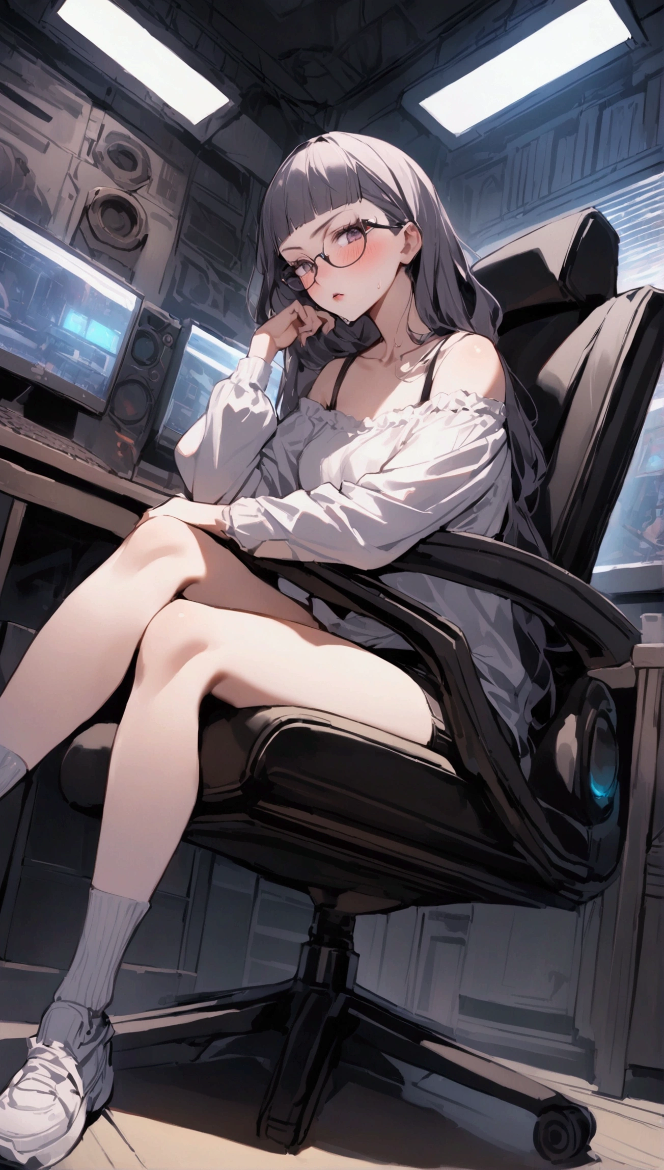 (((masutepiece))), (((Best Quality))), ((Ultra-detailed)), (High Definition CG Illustration), ((extremely delicate and beautiful)), Cinematic Light,((1 Mecha Woman)),Solo,Mature,Plump, Full body,(Machine-made joints:1.2),((Mechanical marginal vessels connected to tubes),((mechanical cervial attaching to neck)),(Sitting),deadpan,(wires and cables attaching to neck:1.2),(wires and cables on head:1.2)(Character Focus),Science fiction,ighly detailed,Colorful,highest details