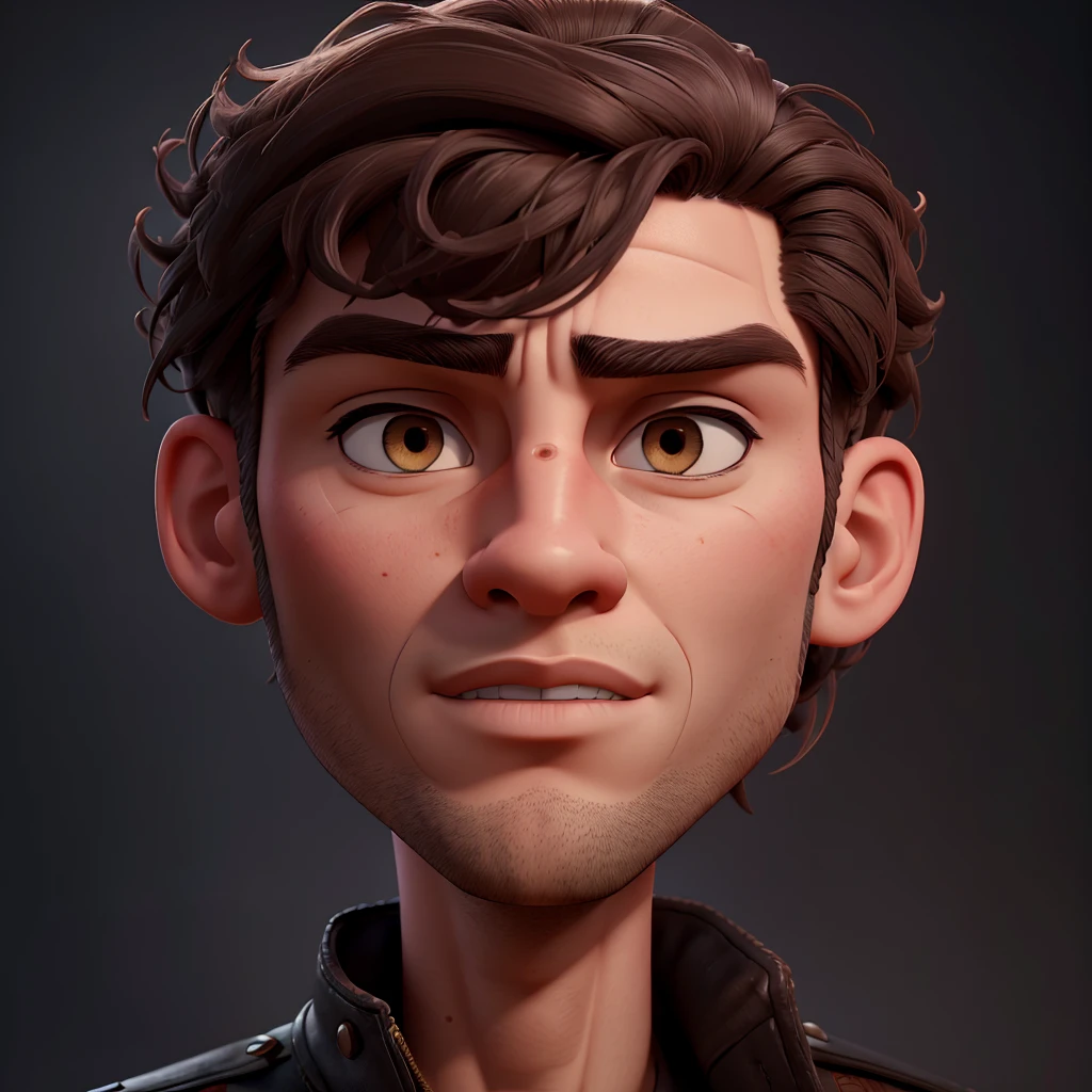 A male portrait of Ruslan, detailed facial features, intense gaze, chiseled jawline, short dark hair, moody expression, dramatic lighting, cinematic style, rich color palette, warm tones, photorealistic, 8K, hyper detailed