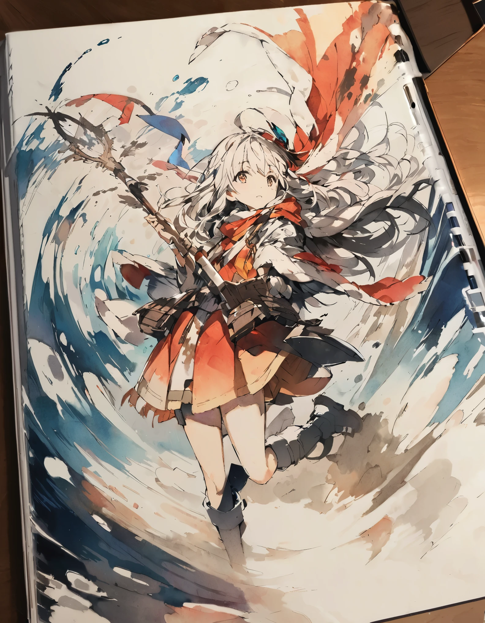 Official art using hand-drawn watercolor sketch technique A girl lost at the end of the world