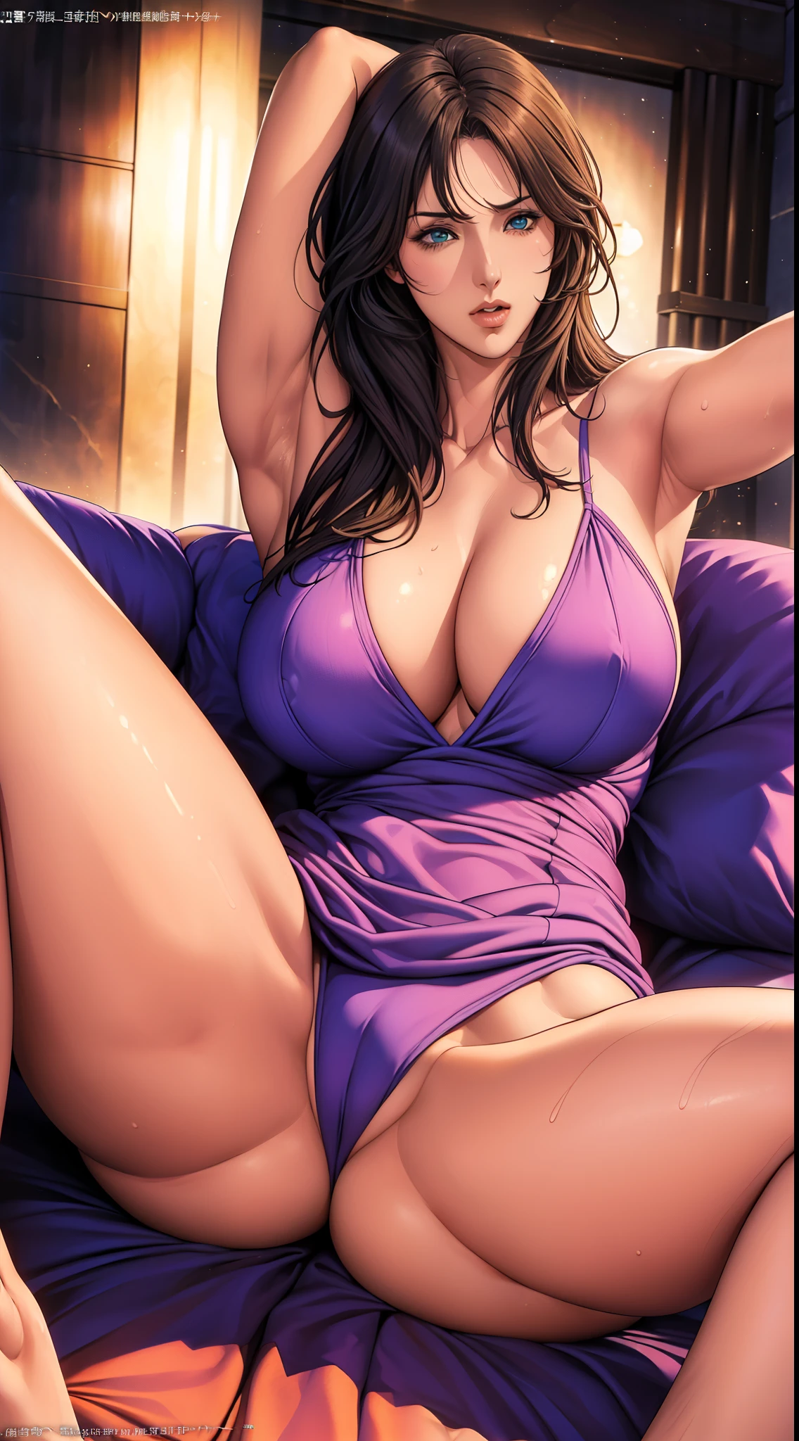 (8ก, 最high quality: 1.2), Very detailed, Complete solution, (Realistic, Realistic photo: 1.5), Portraiture, High resolution RAW color photograph, Professionally arrested, High resolution and beautiful, High resolution, 8ก Image Wallpaper, Amazing details, Large file size, Very detailed美しい女の子, Very detailed face, (Super detailed and super beautiful eyes:1.8), The nose is precisely shaped., Expressive crimson lips, The background is not blurred, One Story, pretty girl, Realistic、 (Movie Scenes,Fantasy art,最high quality,high quality,High resolution,high qualityの質感,Attention to detail,Beautiful details,Fine details,Very detailedCG,Detailed Texture,Realistic representation of face,whole body写真撮影,before,dynamic,bold),1 Girl,Very detailed肌,curve,(Completely naked :1.3),(Fully expose your thighs to the viewer:1.8),(Rope Bondage:1.6),((Raise your arms above your head:1.6)),((Show both armpits:1.6)),((Spread your legs out to the sides:1.6)),((Raise both legs high)),((Show the soles of your feet)),((Show your calves to the audience:1.4)),(Sitting on a sofa facing forward with legs spread),((Long legs)),((Poses that make your legs look longer)),(Peeking nipples:0.8),(Beautiful breasts,Under the chest,Large Breasts:1.5),Pale skin,Pointed Chest,(Very fine hairs),(Very soft hair),(Wavy Hair),Long, slicked bangs,Very light coppery amber hair,Long hair down to the waist,(Hair on one eye:1.3),(Open your mouth:1.2),blue eyes,Sensual look,Blushing,No sleeve,Mature Woman,Detailed fingers, Perfect hands, Length 180cm,Small face,sweating,Sweat on the face,((Small breasts:1.3)),((Small Ass:1.1)),Tied up woman,complain of embarrassment,(Angry),shout,Soft thighs,Sexy legs,Sexy ass, Cleavage,Open the chest,Smooth thighs and legs,((Amazing orgasm)),大きなSexy ass, Wearing high heels,Perfect Body Proportions,(Slim body), (Slim waist),Nipples visible,The areola is protruding,Tight waist,(Long legs:1.6),Thighs open,Huge :1.1,perspective:1.2,Looking at the audience,Character-centric,symmetry diagram,whole body:1.2,Abdominal shot