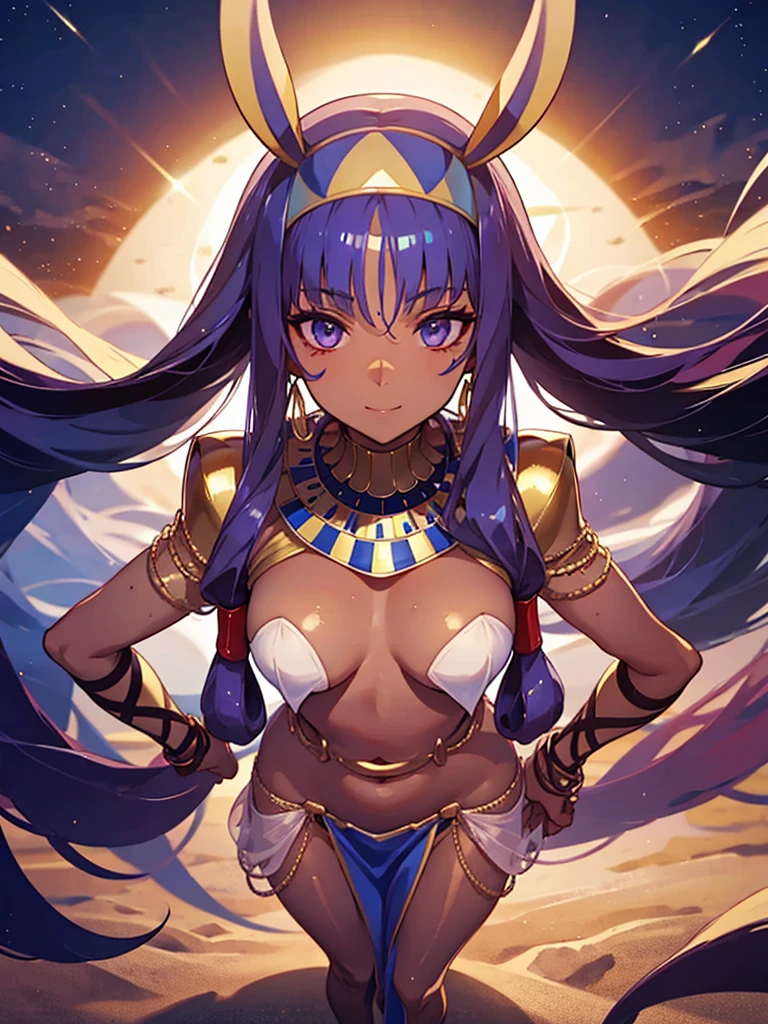 Nitocris,Nitocris(Fate), 1 girl, Full body painting, Highest quality,((Highest quality)),((Tabletop)),((Perfect Face)),1 girl,smile,beauty,((Holographic)), (Desolate desert background) (Beautiful attention to detail: 1.2), (Highly detailed CG Unity 8K wallpapers, masterpiece, Highest quality, Very detailed, Best Shadow), (Detailed Background),People Girls, sketch,Cinematic,A cover like the cover of a movie,Stars shining in the night sky,