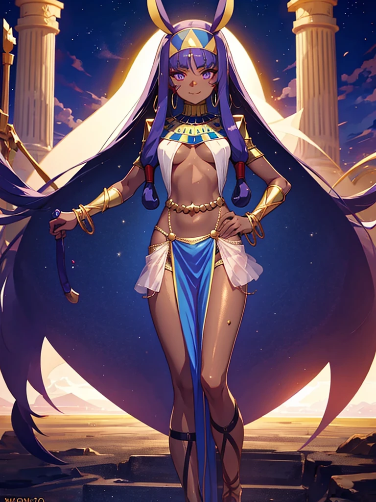 Nitocris,Nitocris(Fate), 1 girl, Full body painting, Highest quality,((Highest quality)),((Tabletop)),((Perfect Face)),1 girl,smile,beauty,((Holographic)), (Desolate desert background) (Beautiful attention to detail: 1.2), (Highly detailed CG Unity 8K wallpapers, masterpiece, Highest quality, Very detailed, Best Shadow), (Detailed Background),People Girls, sketch,Cinematic,A cover like the cover of a movie,Stars shining in the night sky