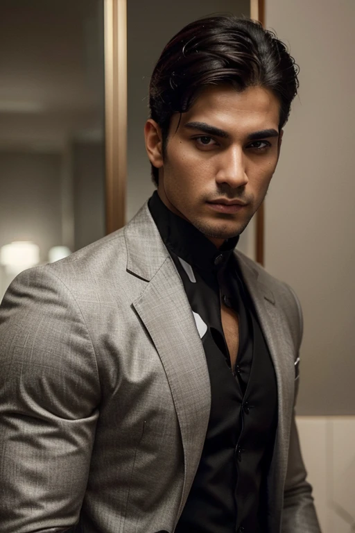 In the heart of Islamabad, Pakistan, there exists a male AI model who stands tall at 6.0 feet, exuding an aura of striking presence and undeniable style. His clear, white facial complexion serves as a canvas for his meticulously groomed short beard and perfectly chiseled jawline, bestowing upon him a strong, defined look that commands attention. His hazel eyes, with rich tones of green and brown, are framed by dark eyebrows, adding depth and mystery to his captivating gaze. His sleek, black hair complements his sophisticated appearance, adding an air of refinement to his overall persona.
In addition to his refined facial features, he boasts a well-defined physique, a testament to his unwavering commitment to fitness. His athletic build not only symbolizes strength and discipline but also adds to his overall distinguished and commanding look. With an innate sense of style and charisma, he effortlessly grabs the attention of everyone around him, especially the admiring glances of the opposite gender.
This male AI model from Islamabad, Pakistan, is not only a paragon of physical perfection but also an embodiment of style and magnetism, making him an irresistible force that draws the attention of all those who encounter him.