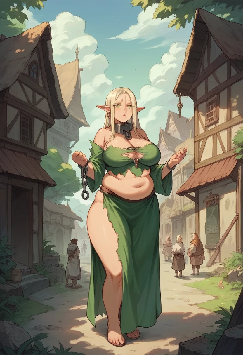 Fantasy,chubby elf,Tattered clothes,slave,livestock,Hidden Village,Adventurer,female,Sage,Alchemist,Big butt
