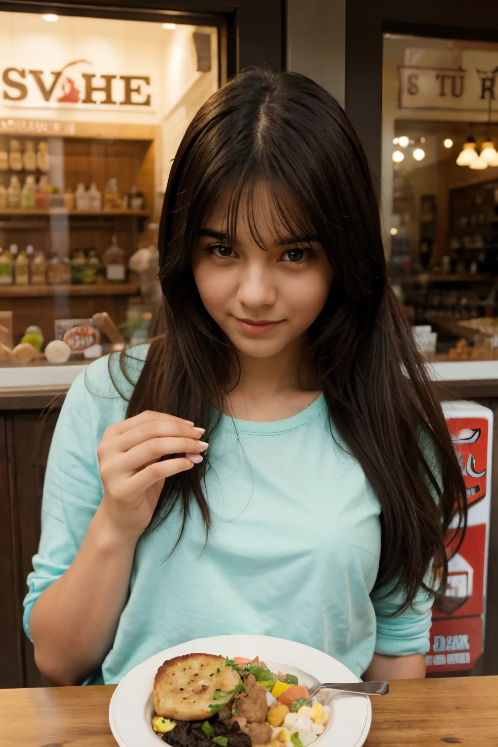 A cute girl with food