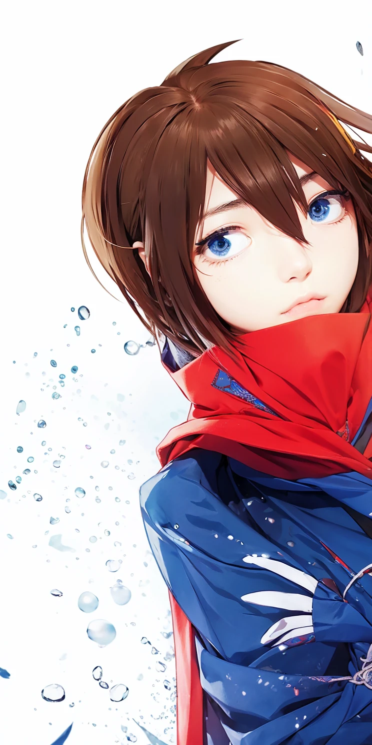 Blue Shinobi costume, Ninja, Beautiful boy, Japanese, Male high school student, Brown hair, Male, Refreshing handsome, Thin eyebrows, Topless