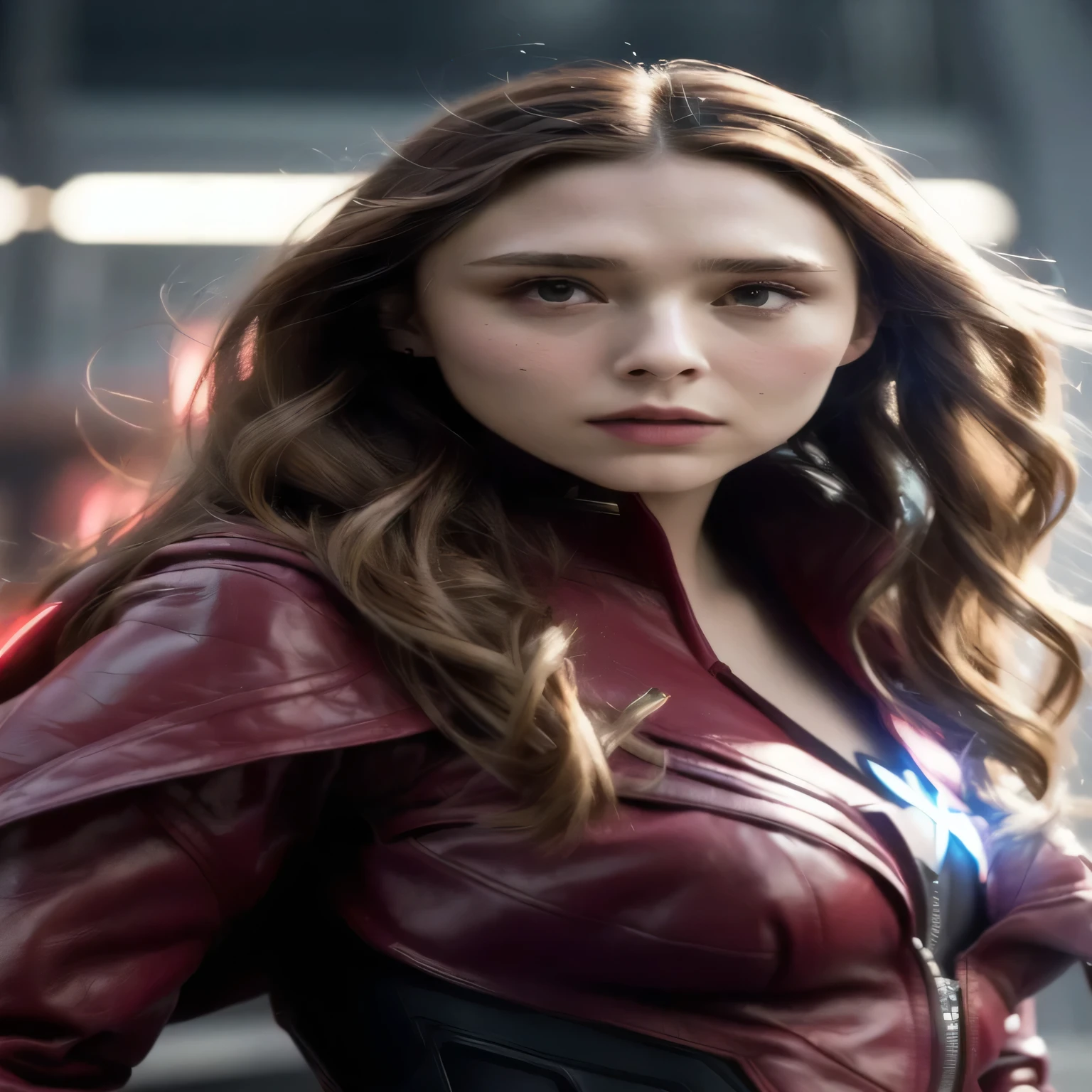 Closeup of a woman wearing a red leather jacket, Wanda Maximoff, Elizabeth Olsen as Scarlet Witch, Scarlet Witch marvel, Scarlet Witch, Medium close-up ( Mcu ), Scarlet Witch costume, gal gadot as CAPTAIN WONDER, emma watson as the Scarlet Witch, From the Avengers, portrait, CAPTAIN WONDER, Elizabeth Olsen, in red captain&#39;s uniform, yeji itzy, Jenny black pink