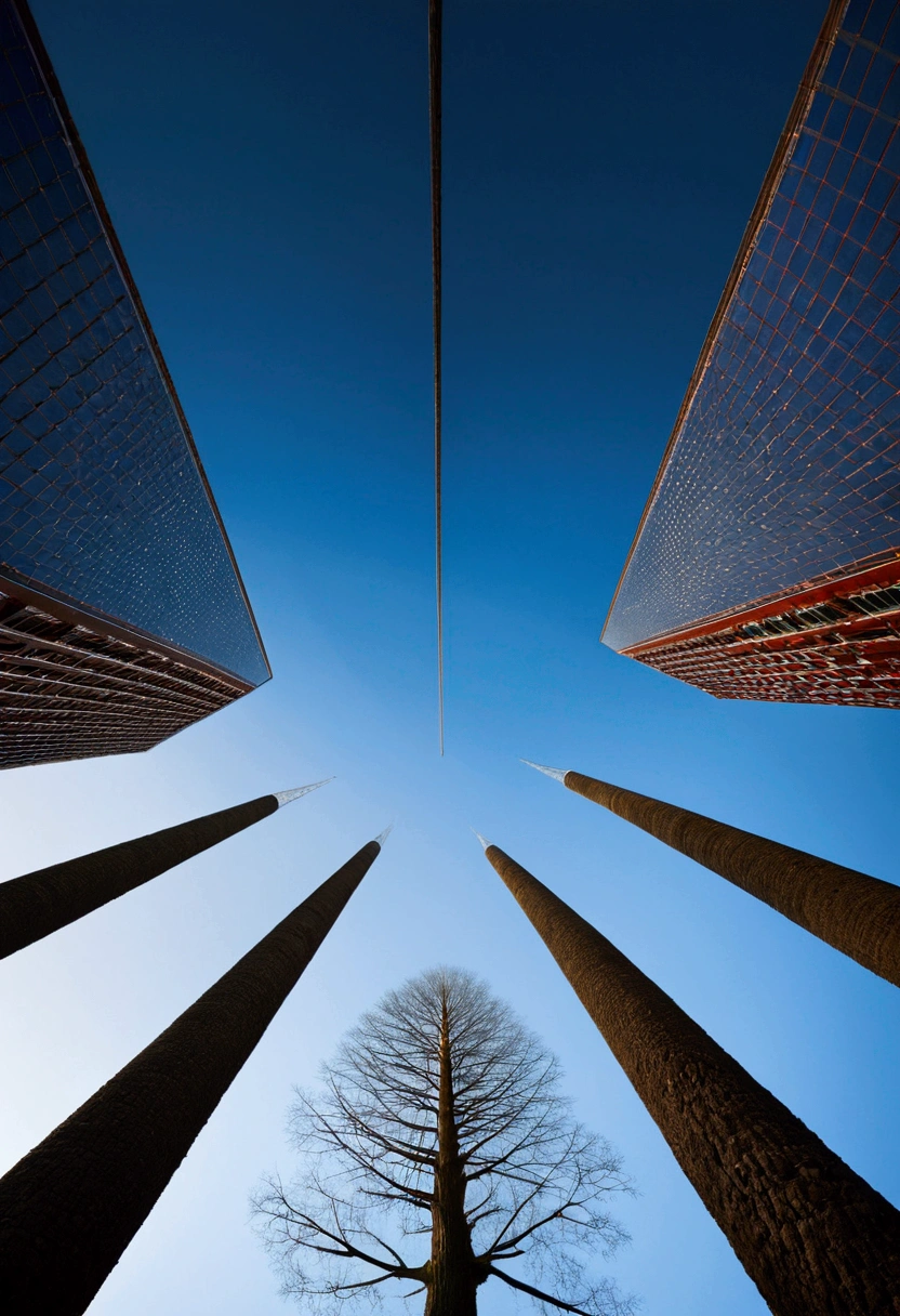 Low Angle Shot, from below, by Michal Karcz, cinematic still, (best quality, masterpiece, photorealistic), very aesthetic, perfect composition, intricate details, ultra-detailed, vivid colors