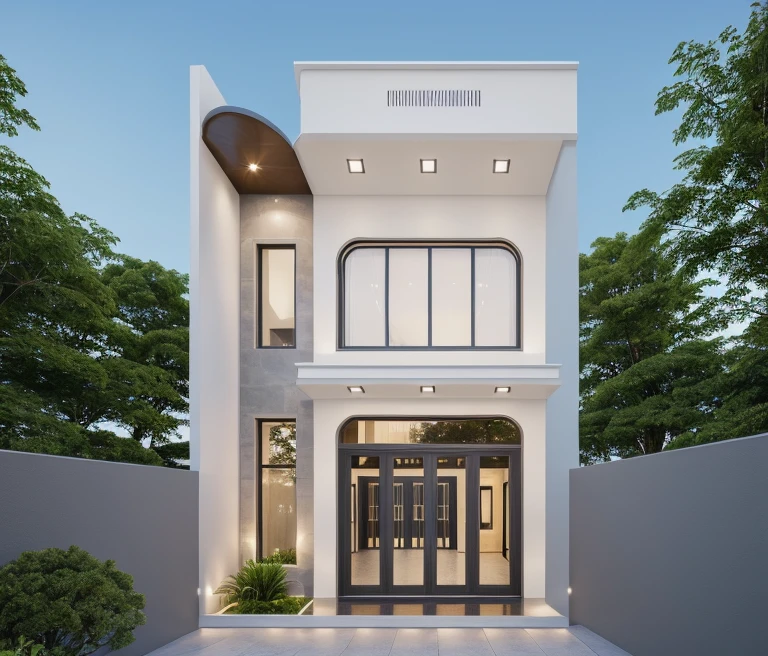 PLATFORM KTHOUSE, 1 morden villa,1large yard, 1 road runs in front of the house, (RAW photo, real, best quality, masterpiece:1.2), look morden minimalist, 1 road in front of the house, dynamic lighting:1.3, (hyper realistic, photo-realistic:1.2), high quality, (dark lighting:1.2), perfect lighting, archdaily, no human, light at 12 noon, light in door:1.2
